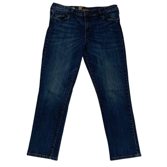 Kut From The Kloth Jeans Women Sz12 32x27 EMMA Straight Leg Med Rise Dark Wash - Picture 1 of 9